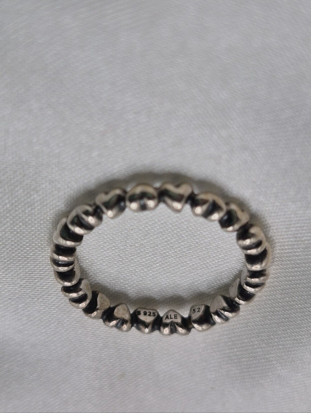 Genuine PANDORA RETIRED Chain Of Hearts ALE Sterling Silver Ring - SIZE 6